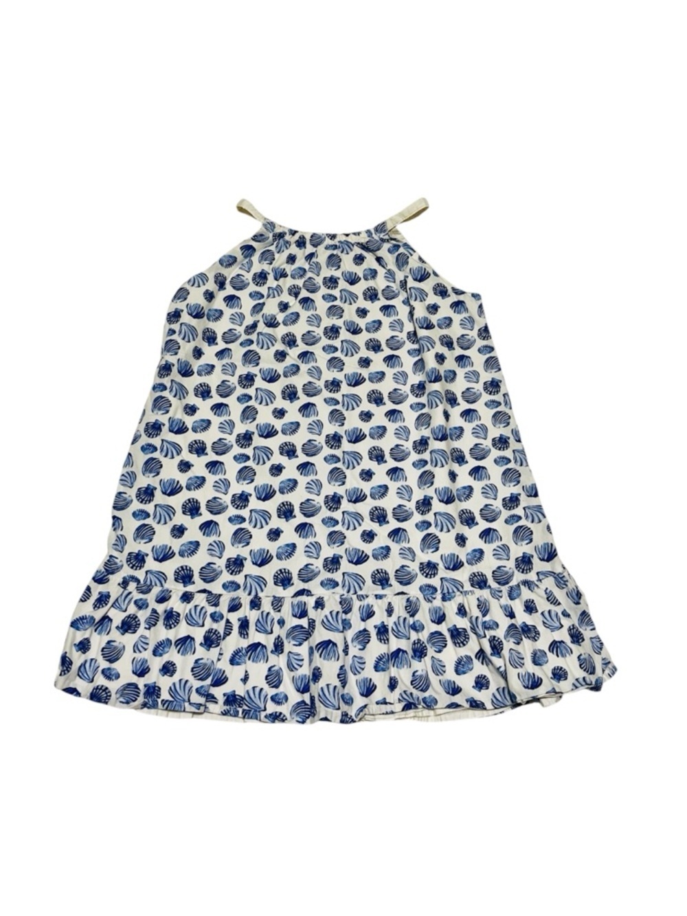 Janie & Jack Girls Size 7 Blue & White Seashell Dress Beach Nautical 100% Cotton